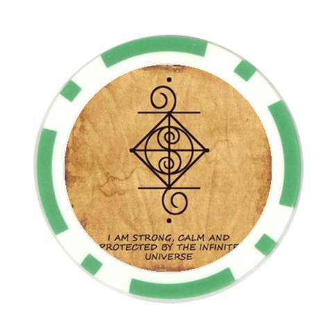 I Am Strong, Calm  And Protected By The Infinite Universe Poker Chip Card Guard (10 pack) from ArtsNow.com Front