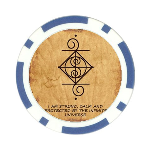 I Am Strong, Calm  And Protected By The Infinite Universe Poker Chip Card Guard (10 pack) from ArtsNow.com Front