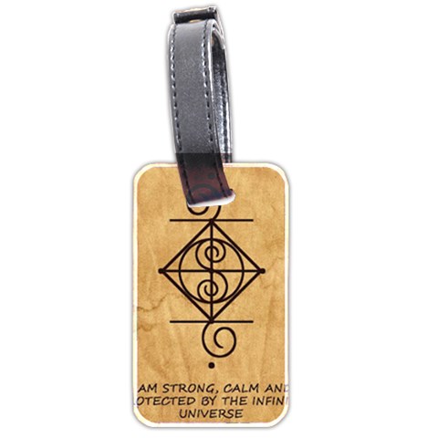 I Am Strong, Calm  And Protected By The Infinite Universe Luggage Tag (two sides) from ArtsNow.com Back