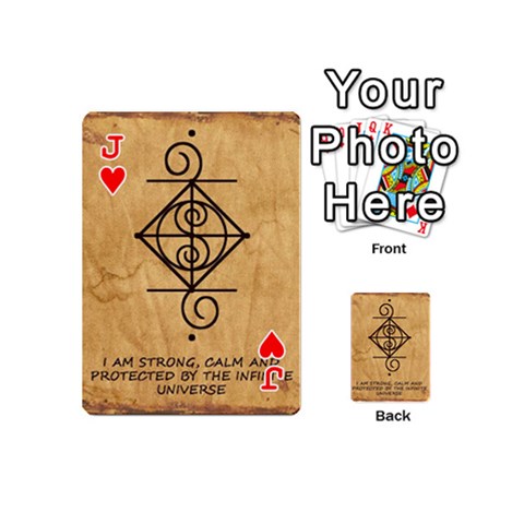 Jack I Am Strong, Calm  And Protected By The Infinite Universe Playing Cards 54 Designs (Mini) from ArtsNow.com Front - HeartJ