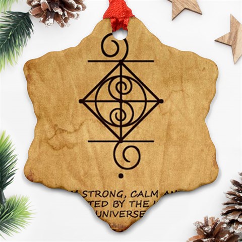 I Am Strong, Calm  And Protected By The Infinite Universe Snowflake Ornament (Two Sides) from ArtsNow.com Front