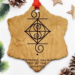 I Am Strong, Calm  And Protected By The Infinite Universe Snowflake Ornament (Two Sides) from ArtsNow.com Front