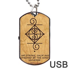 I Am Strong, Calm  And Protected By The Infinite Universe Dog Tag USB Flash (Two Sides) from ArtsNow.com Front