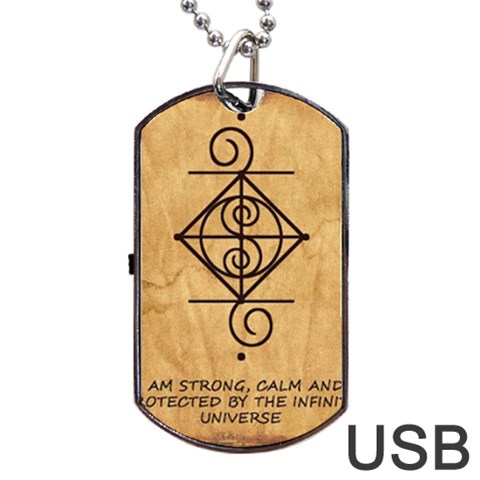 I Am Strong, Calm  And Protected By The Infinite Universe Dog Tag USB Flash (Two Sides) from ArtsNow.com Back