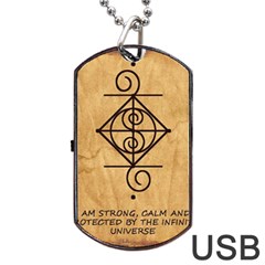 I Am Strong, Calm  And Protected By The Infinite Universe Dog Tag USB Flash (Two Sides) from ArtsNow.com Back