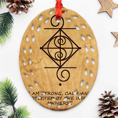 I Am Strong, Calm  And Protected By The Infinite Universe Oval Filigree Ornament (Two Sides) from ArtsNow.com Front
