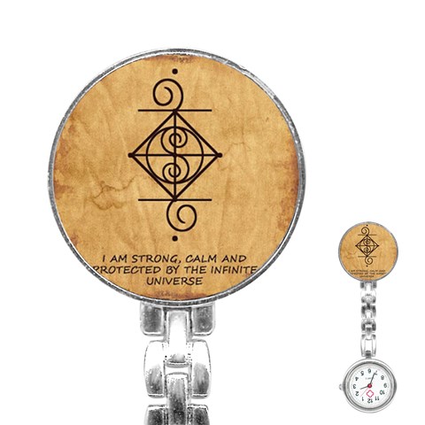 I Am Strong, Calm  And Protected By The Infinite Universe Stainless Steel Nurses Watch from ArtsNow.com Front