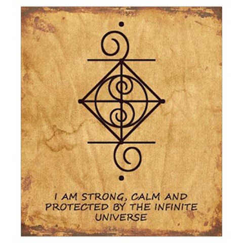 I Am Strong, Calm  And Protected By The Infinite Universe Drawstring Pouch (Small) from ArtsNow.com Front