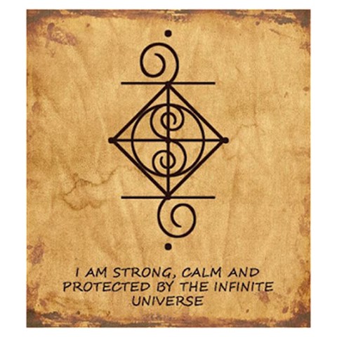 I Am Strong, Calm  And Protected By The Infinite Universe Drawstring Pouch (Medium) from ArtsNow.com Front