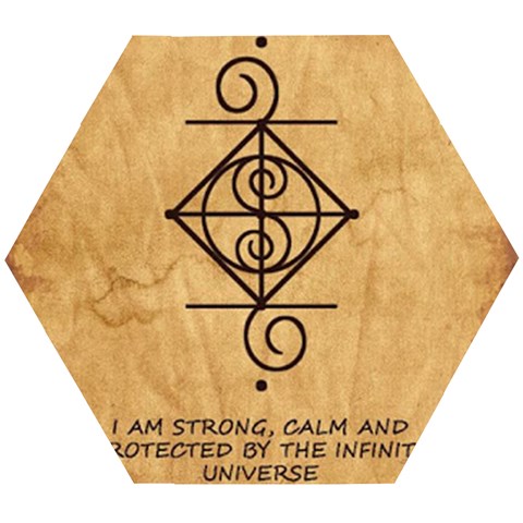 I Am Strong, Calm  And Protected By The Infinite Universe Wooden Puzzle Hexagon from ArtsNow.com Front