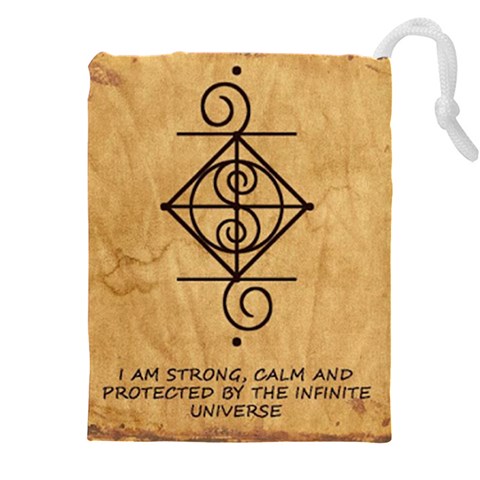 I Am Strong, Calm  And Protected By The Infinite Universe Drawstring Pouch (4XL) from ArtsNow.com Front