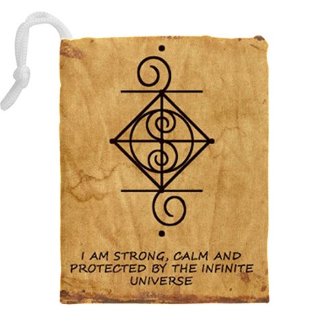 I Am Strong, Calm  And Protected By The Infinite Universe Drawstring Pouch (5XL) from ArtsNow.com Back
