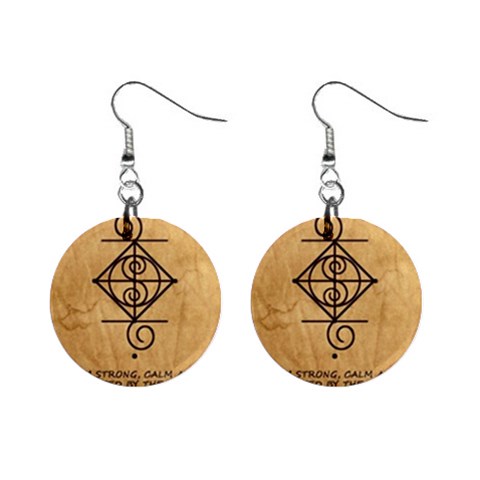 I Am Strong, Calm  And Protected By The Infinite Universe Mini Button Earrings from ArtsNow.com Front