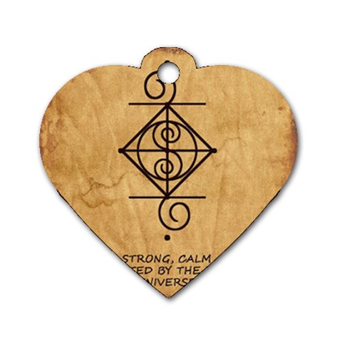 I Am Strong, Calm  And Protected By The Infinite Universe Dog Tag Heart (One Side) from ArtsNow.com Front