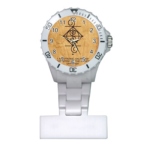 I Am Strong, Calm  And Protected By The Infinite Universe Plastic Nurses Watch from ArtsNow.com Front