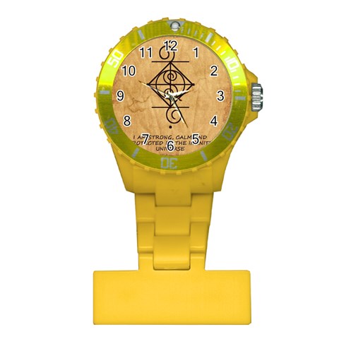 I Am Strong, Calm  And Protected By The Infinite Universe Plastic Nurses Watch from ArtsNow.com Front