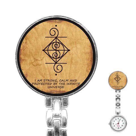 I Am Strong, Calm  And Protected By The Infinite Universe Stainless Steel Nurses Watch from ArtsNow.com Front