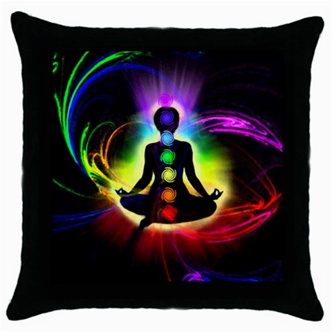 Chakra Design Throw Pillow Case (Black) from ArtsNow.com Front