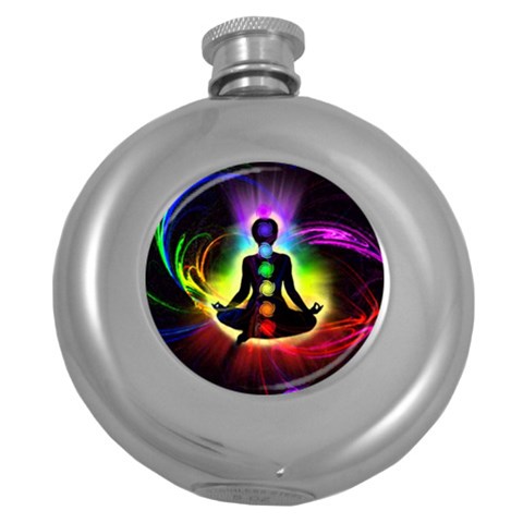 Chakra Design Round Hip Flask (5 oz) from ArtsNow.com Front