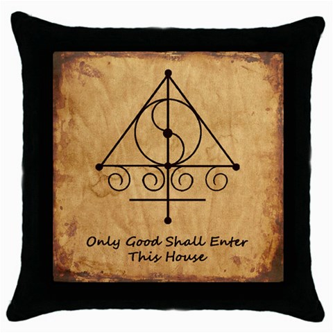 Only Good Shall Enter This House Throw Pillow Case (Black) from ArtsNow.com Front