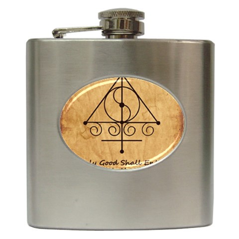 Only Good Shall Enter This House Hip Flask (6 oz) from ArtsNow.com Front