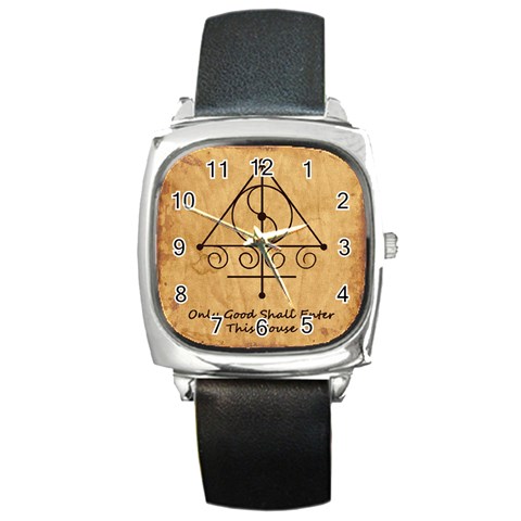 Only Good Shall Enter This House Square Metal Watch from ArtsNow.com Front
