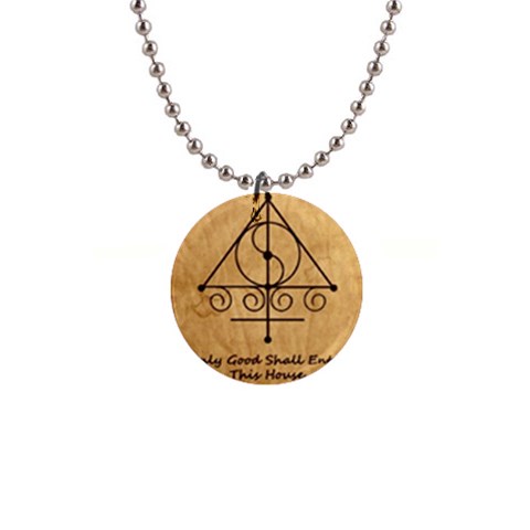 Only Good Shall Enter This House 1  Button Necklace from ArtsNow.com Front