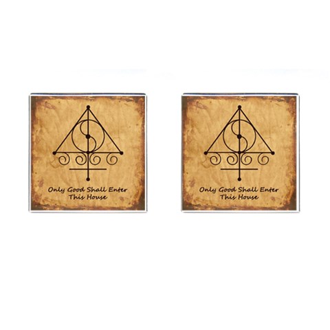 Only Good Shall Enter This House Cufflinks (Square) from ArtsNow.com Front(Pair)