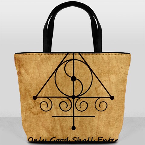 Only Good Shall Enter This House Bucket Bag from ArtsNow.com Front