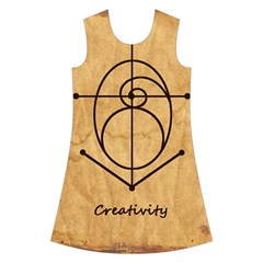 Sacred Symbol: Creativity Kids  Short Sleeve Velvet Dress from ArtsNow.com Front