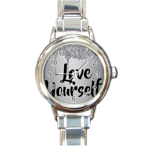 Love Yourself Round Italian Charm Watch from ArtsNow.com Front