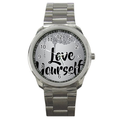 Love Yourself Sport Metal Watch from ArtsNow.com Front