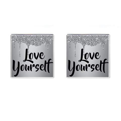 Love Yourself Cufflinks (Square) from ArtsNow.com Front(Pair)