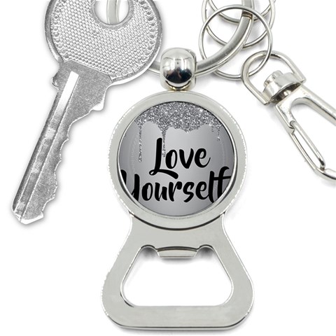 Love Yourself Bottle Opener Key Chain from ArtsNow.com Front