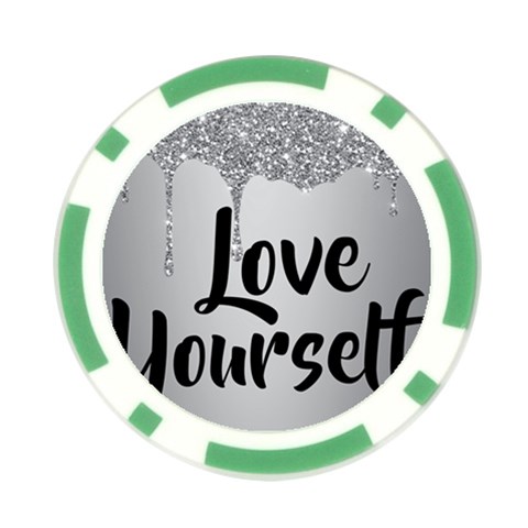 Love Yourself Poker Chip Card Guard from ArtsNow.com Front