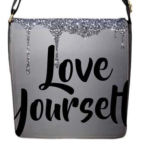 Love Yourself Flap Closure Messenger Bag (S) from ArtsNow.com Front