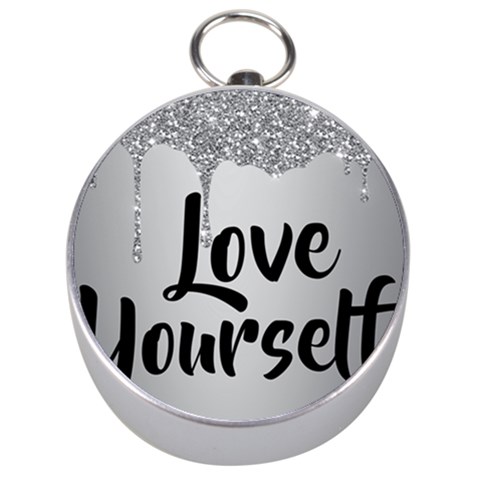 Love Yourself Silver Compasses from ArtsNow.com Front
