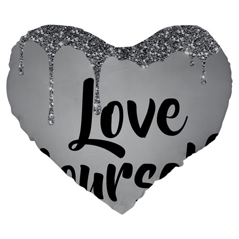 Love Yourself Large 19  Premium Flano Heart Shape Cushions from ArtsNow.com Front