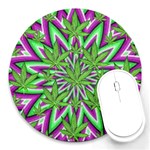 Purple Green White Marijuana Leaves CBDOilPrincess 726130cb-4fcc-4da8-acfb-52b94836ba03 Round Mousepads