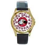 Lips & Diamonds CBDOilPrincess 62cd68e7-1aab-47ac-986a-7899c6d06da7 Round Gold Metal Watch