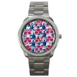 Tropical Flowers Turtles CBDOilPrincess Edf1ea6f-2cc5-4f0b-a5cc-9c146c7d79e4 Sport Metal Watch