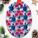Tropical Flowers Turtles CBDOilPrincess Edf1ea6f-2cc5-4f0b-a5cc-9c146c7d79e4 Oval Ornament (Two Sides)