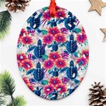 Tropical Flowers Turtles CBDOilPrincess Edf1ea6f-2cc5-4f0b-a5cc-9c146c7d79e4 Oval Filigree Ornament (Two Sides)