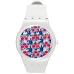 Tropical Flowers Turtles CBDOilPrincess Edf1ea6f-2cc5-4f0b-a5cc-9c146c7d79e4 Round Plastic Sport Watch (M)