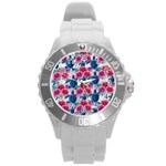 Tropical Flowers Turtles CBDOilPrincess Edf1ea6f-2cc5-4f0b-a5cc-9c146c7d79e4 Round Plastic Sport Watch (L)