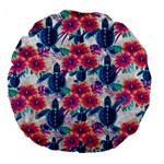 Tropical Flowers Turtles CBDOilPrincess Edf1ea6f-2cc5-4f0b-a5cc-9c146c7d79e4 Large 18  Premium Round Cushions