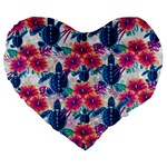 Tropical Flowers Turtles CBDOilPrincess Edf1ea6f-2cc5-4f0b-a5cc-9c146c7d79e4 Large 19  Premium Heart Shape Cushions
