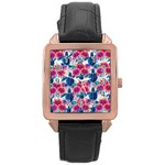 Tropical Flowers Turtles CBDOilPrincess Edf1ea6f-2cc5-4f0b-a5cc-9c146c7d79e4 Rose Gold Leather Watch 