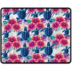 Tropical Flowers Turtles CBDOilPrincess Edf1ea6f-2cc5-4f0b-a5cc-9c146c7d79e4 Double Sided Fleece Blanket (Medium) 