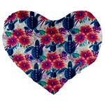 Tropical Flowers Turtles CBDOilPrincess Edf1ea6f-2cc5-4f0b-a5cc-9c146c7d79e4 Large 19  Premium Flano Heart Shape Cushions